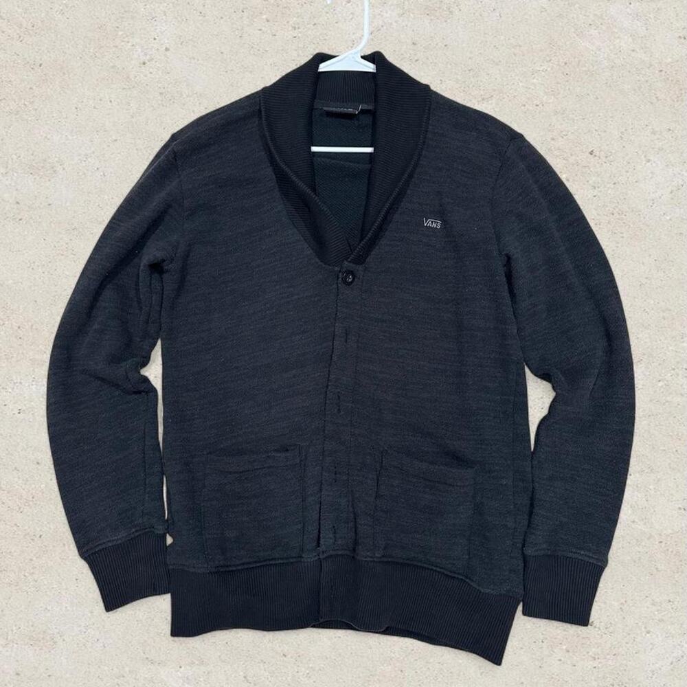 Vans Men's Shawl Collar Cardigan Sweater Heathered Charcoal Black size L